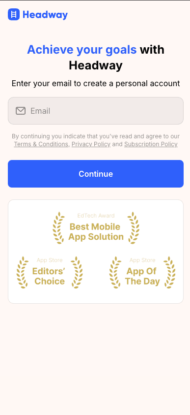Headway web2app funnel screen 5
